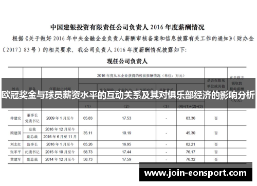 欧冠奖金与球员薪资水平的互动关系及其对俱乐部经济的影响分析